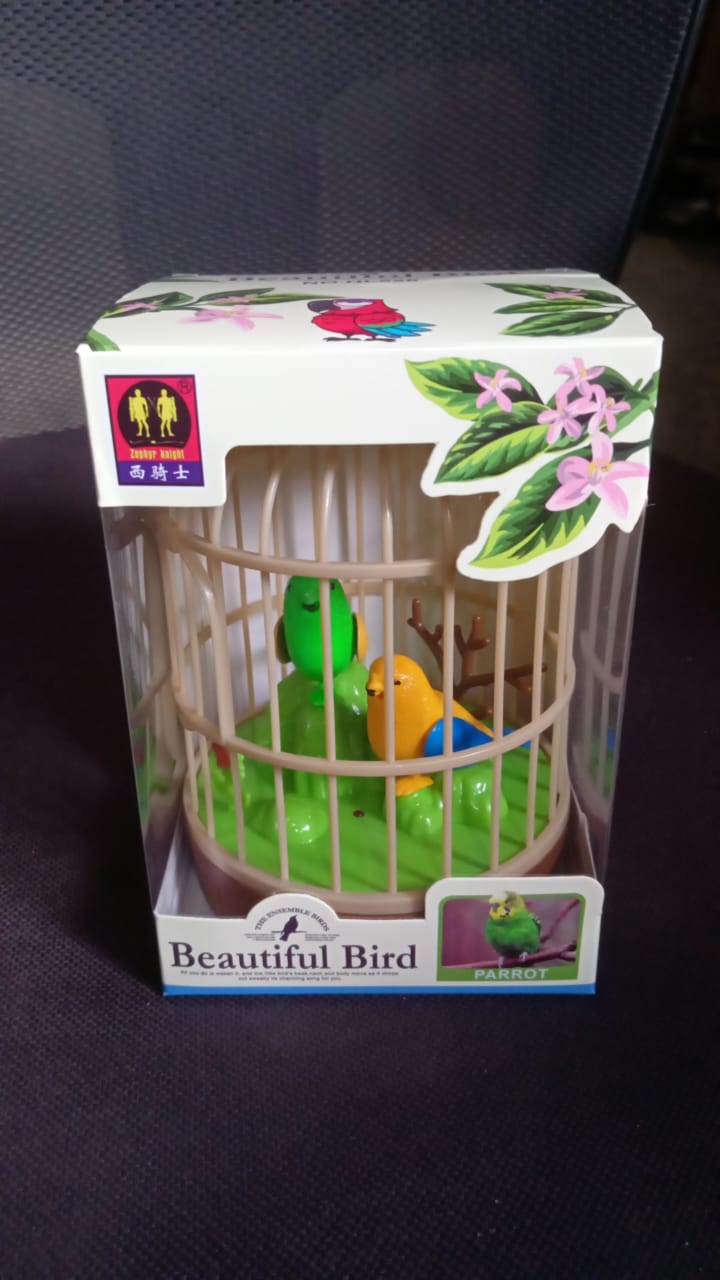 Sound Activated Chirping Bird in Hanging Cage, Beautiful Pinjra Bird Toy (1 Pc / Battery Not Operated) Sound Activated Chirping Bird in Hanging Cage, Beautiful Pinjra Bird Toy (1 Pc / Battery Not Operated)
